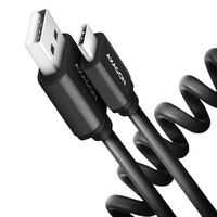 AXAGON BUCM-AM20TB coiled cable, USB-C to USB-A, 1 m, USB 2.0, 2.4 A, aluminium, PVC - Black