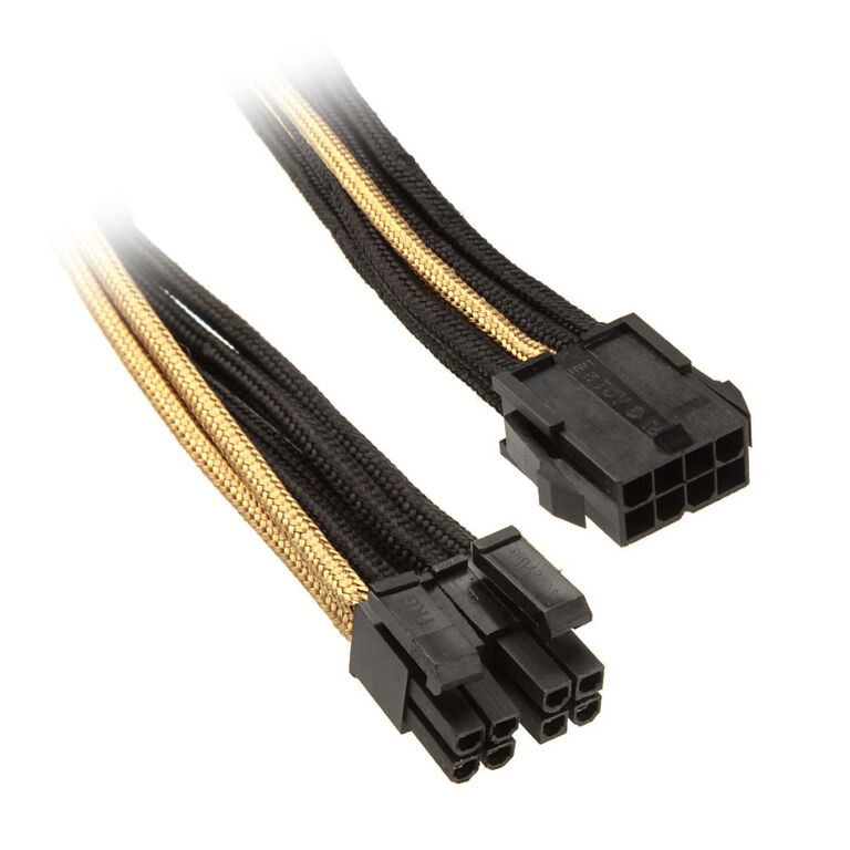 SilverStone EPS 8-Pin zu EPS/ATX 4+4-Pin Kabel, 300mm - schwarz/gold image number 0