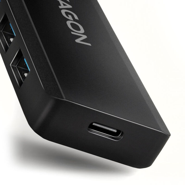 AXAGON HUE-C1A Superspeed USB-A Travel Hub, 4x USB 3.0 - 20cm, black image number 3
