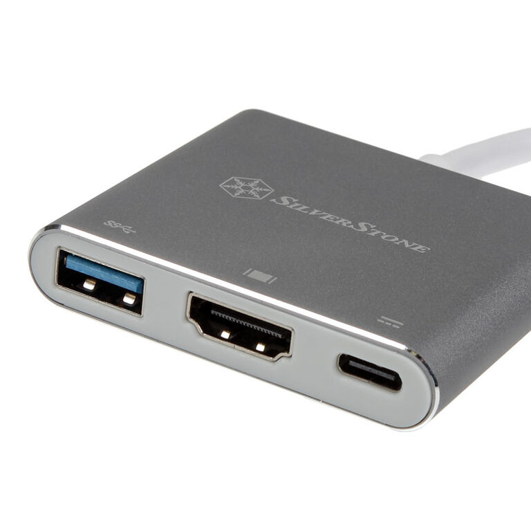 SilverStone SST-EP08C - USB 3.1 Type-C Adapter to HDMI/USB Type C/USB Type A - silver image number 1