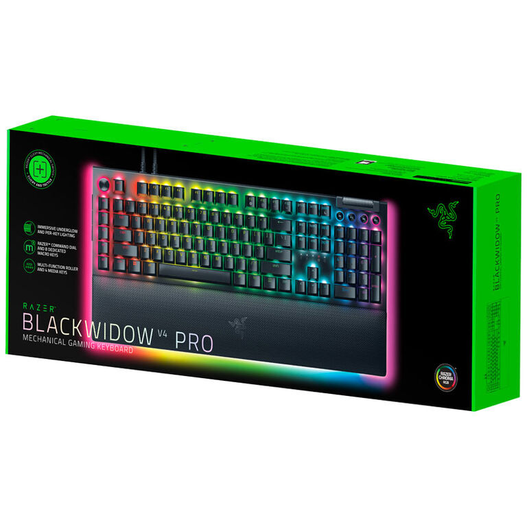 Razer BlackWidow V4 Pro Gaming Tastatur, Green Switch, USB, DE Layout image number 7