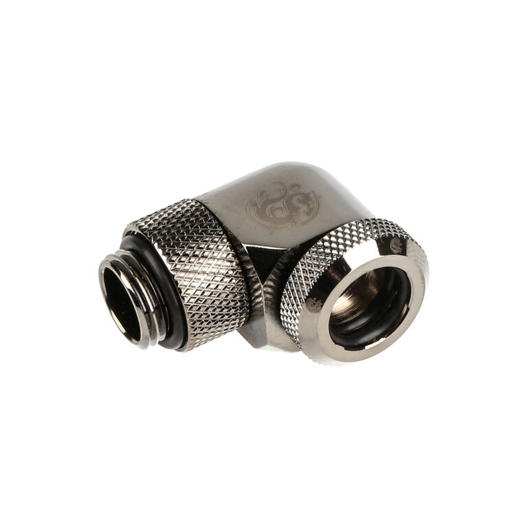 Bitspower Multi-Link Adapter Connection 90 Degrees G1/4 Inch AG to 12mm OD Hardtube - Rotatable, Grey image number 0
