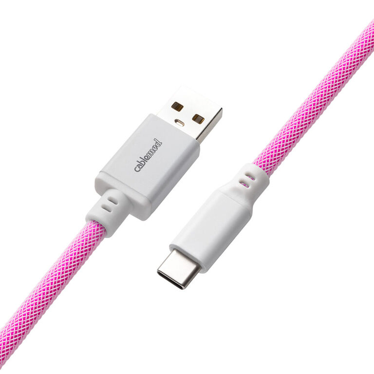 CableMod Classic Coiled Keyboard Cable USB-C to USB Type A, Strawberry Cream - 150cm image number 2