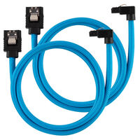Corsair Premium Sleeved SATA cable angled, blue 60cm - 2 pack