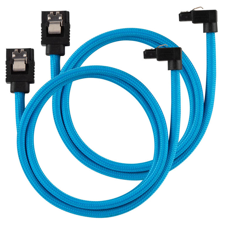 Corsair Premium Sleeved SATA cable angled, blue 60cm - 2 pack image number 0
