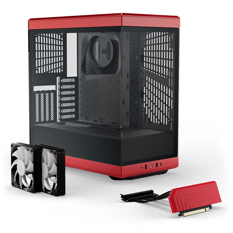 Hyte Y40 Midi Tower, Tempered Glass - black/red image number 1