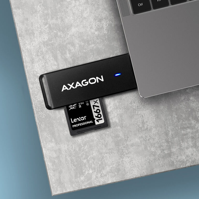 AXAGON CRE-S2N Card reader USB-A 3.2 Gen 1, SD, microSD - black image number 3