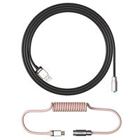 AKKO Custom Coiled Aviator Cable V2, USB-C to USB-A - black/pink