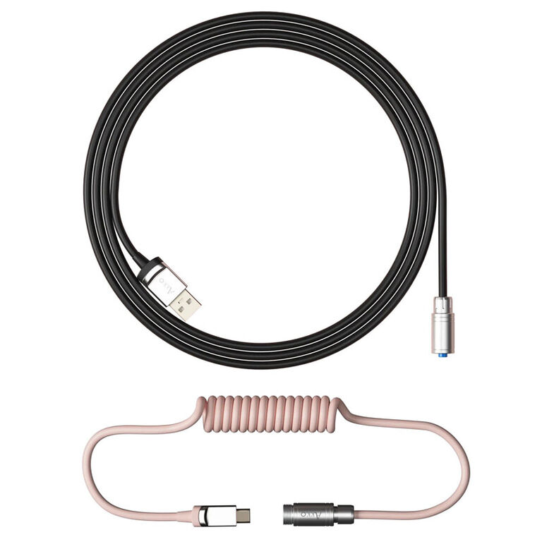 AKKO Custom Coiled Aviator Cable V2, USB-C to USB-A - black/pink image number 0