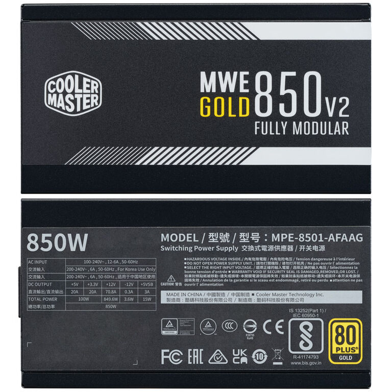 Cooler Master MWE Gold V2, 80 PLUS Gold power supply, modular, PCIe 5.0 - 850 Watt image number 5