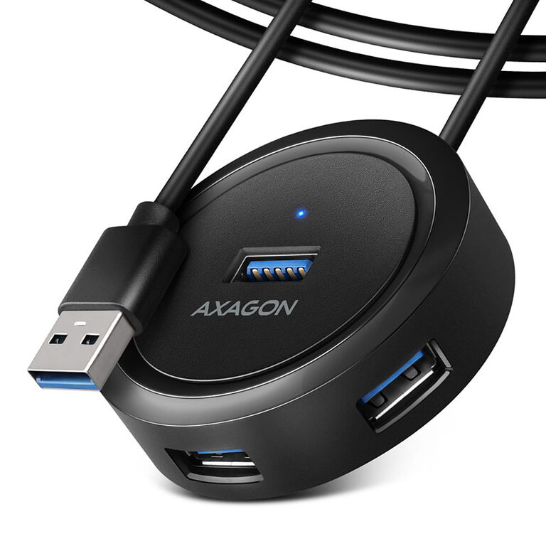 AXAGON HUE-P1AL 4x USB 3.2 Gen 1, runder Hub, 1,2 m USB-A Kabel image number 0