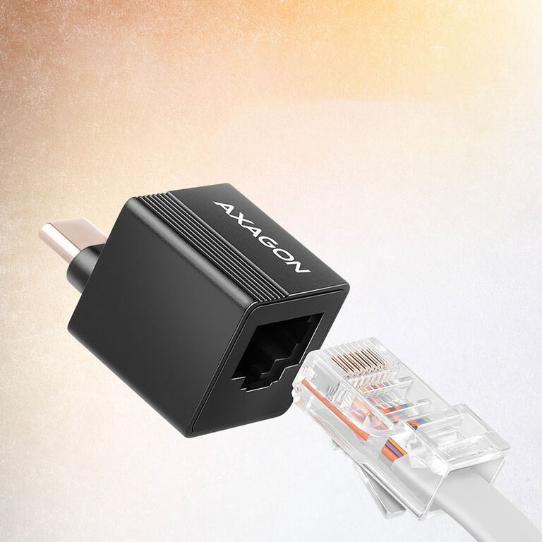AXAGON ADE-MINIC USB-C 3.2 Gen 1 Gigabit Ethernet MINI adapter - black image number 1