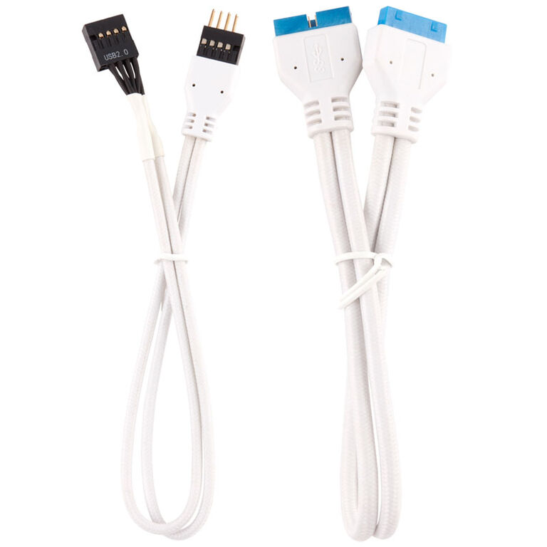 Corsair Premium Sleeved Front Panel Cable Extension Kit, white image number 2