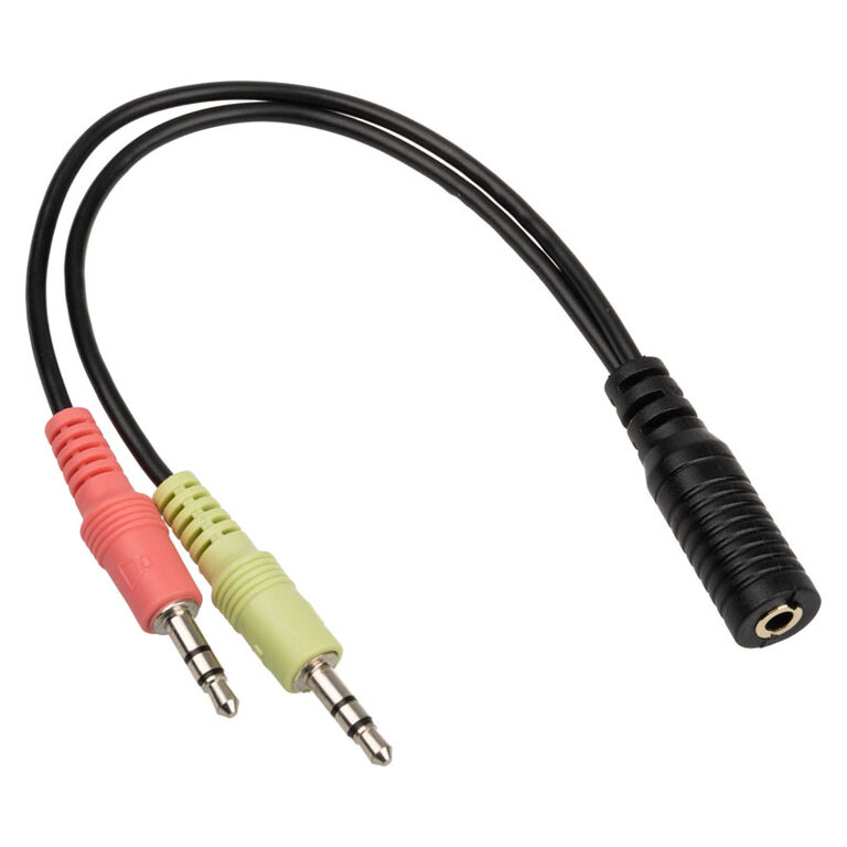 InLine Audio Headset Y-Adapter cable, 2x 3.5mm plugs to 3.5mm jack 4-pole CTIA - 0.15m image number 0
