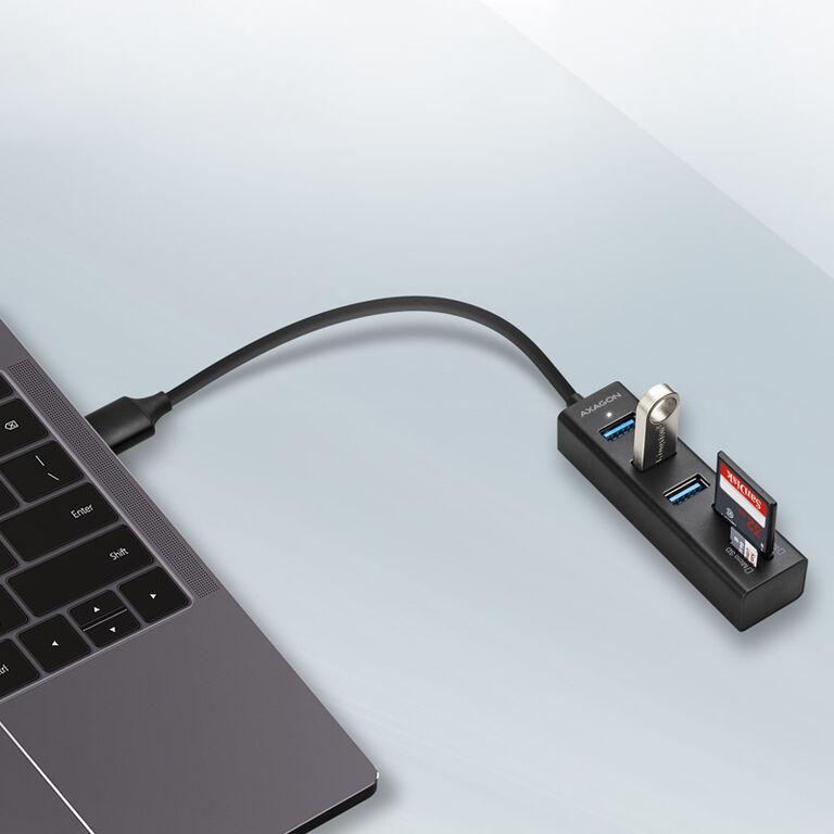 AXAGON HMA-CR3A Multiport Hub, USB 3.0 Type A, 3x USB-A, SD, microSD image number 1