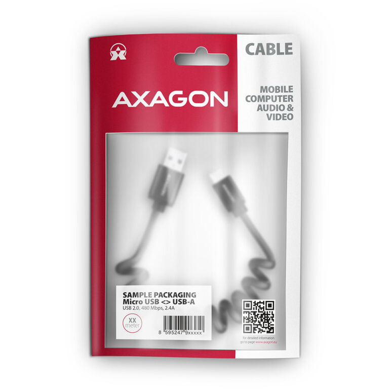 AXAGON BUMM-AM10TB Cable Micro-USB to USB-A 2.0, black - 0.6m image number 2