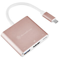 SilverStone SST-EP08P - USB 3.1 Type-C Adapter to HDMI/USB Type C/USB Type A - pink