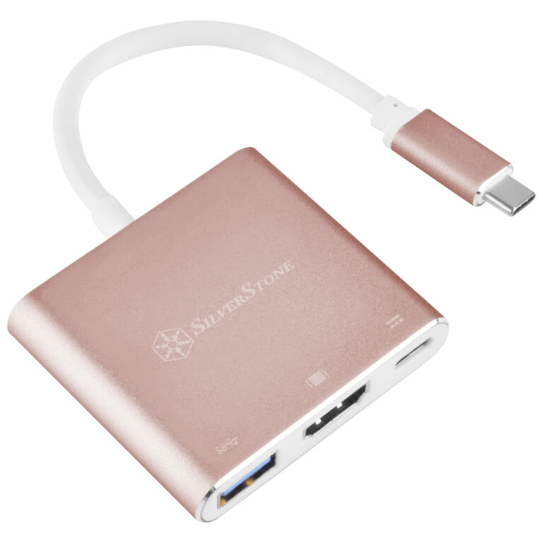 SilverStone SST-EP08P - USB 3.1 Type-C Adapter to HDMI/USB Type C/USB Type A - pink image number 0