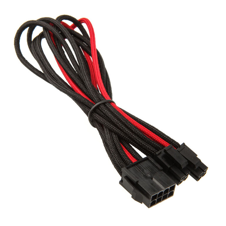 SilverStone EPS 8-Pin zu EPS/ATX 4+4-Pin Kabel, 300mm - schwarz/rot image number 1
