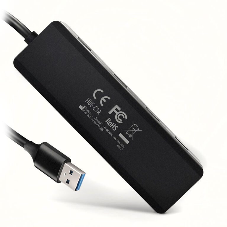AXAGON HUE-C1A Superspeed USB-A Travel Hub, 4x USB 3.0 - 20cm, black image number 2