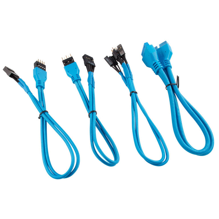 Corsair Premium Sleeved Front Panel Cable Extension Kit, blue image number 0