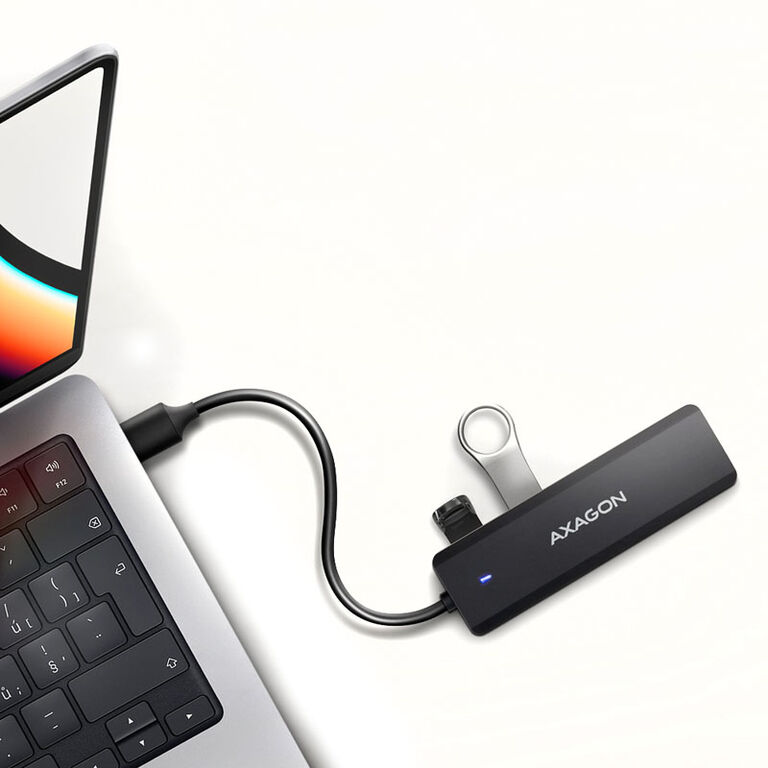 AXAGON HUE-C1A Superspeed USB-A Travel Hub, 4x USB 3.0 - 20cm, black image number 4