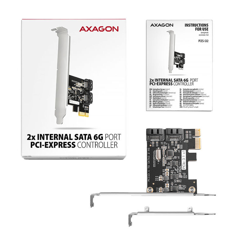 AXAGON PCES-SJ2 PCIe Controller 2x internal SATA 6G port, JMB582 + LP image number 4