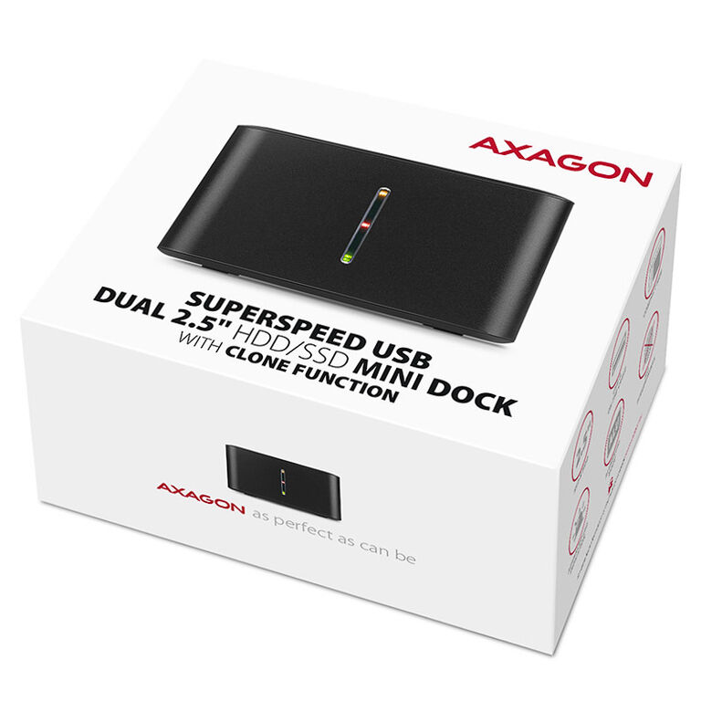AXAGON ADSA-D25 SATA 2.5 CLONE DUAL SSD Dock Station - USB 3.2 Gen 1 image number 4