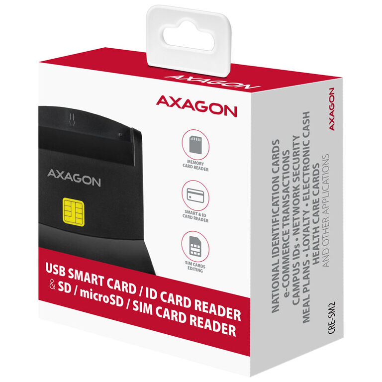 AXAGON CRE-SM2 USB Smart Card and SD/microSD/SIM Card Reader - USB 2.0 image number 2