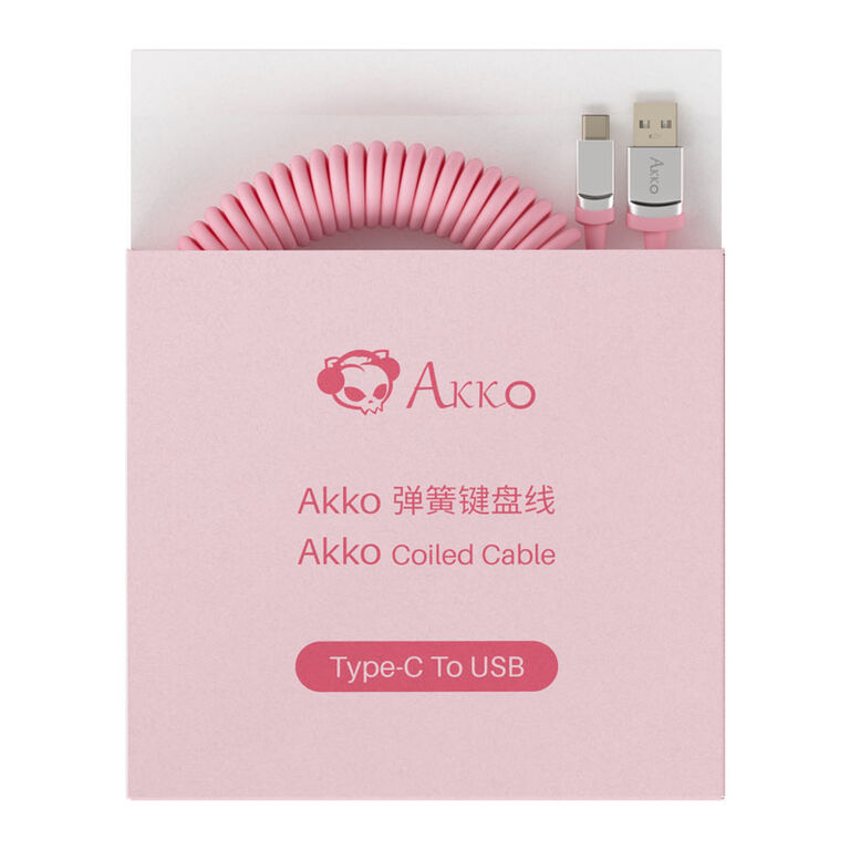 AKKO Coiled Cable, USB-C to USB-A - pink image number 1