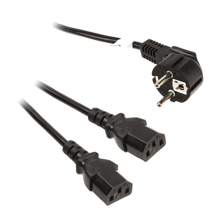 InLine Y-distributor cable, 1x Schuko to 2x IEC connector, 1.8m image number 0
