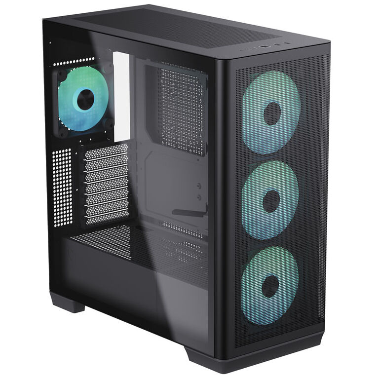 APNX C1 Mid-Tower ATX Case, Tempered Glass - black image number 1
