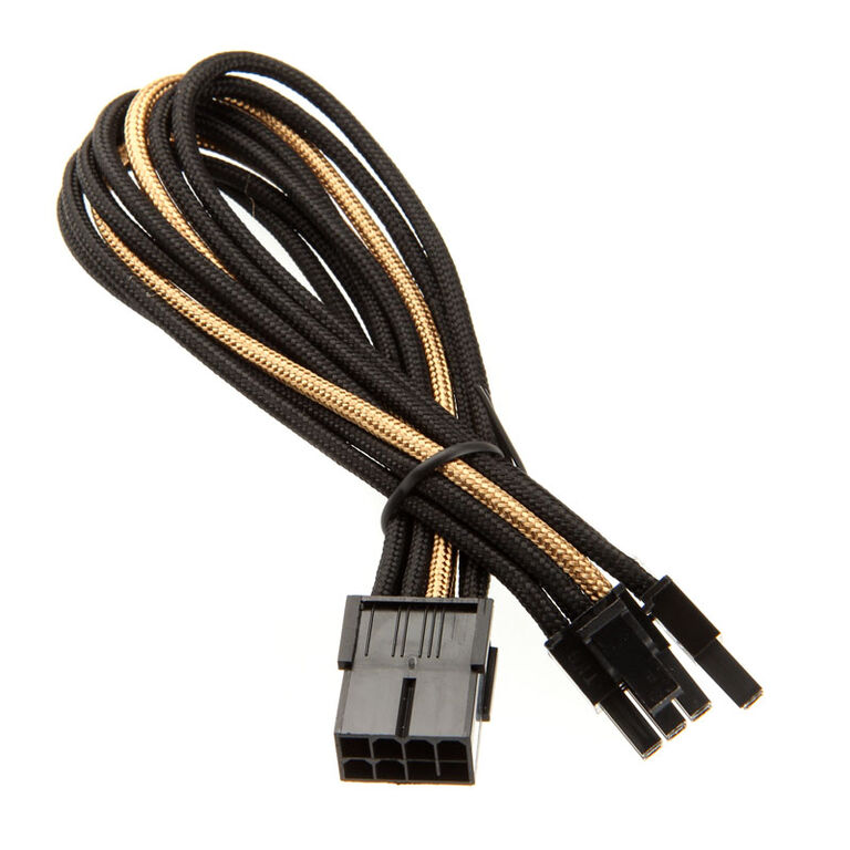 SilverStone PCI-8-Pin zu PCIe-6+2-Pin Kabel, 250mm - schwarz/gold image number 1