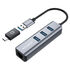 Graygear USB hub, 3x USB 3.0 Type-A Gbit LAN, including USB-C adapter - silver image number null