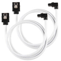 Corsair Premium Sleeved SATA cable angled, white 60cm - 2 pack