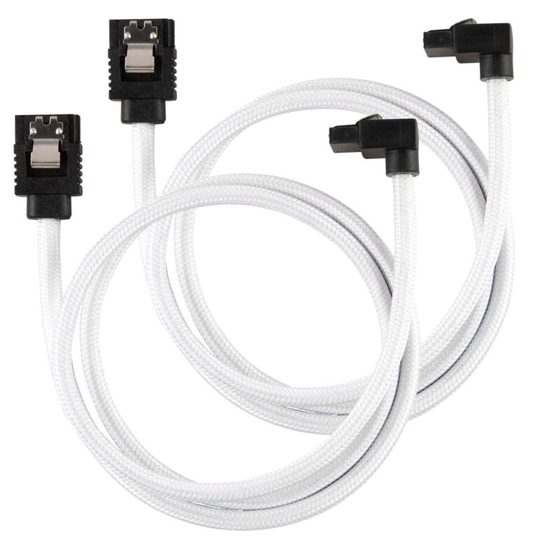 Corsair Premium Sleeved SATA cable angled, white 60cm - 2 pack image number 0