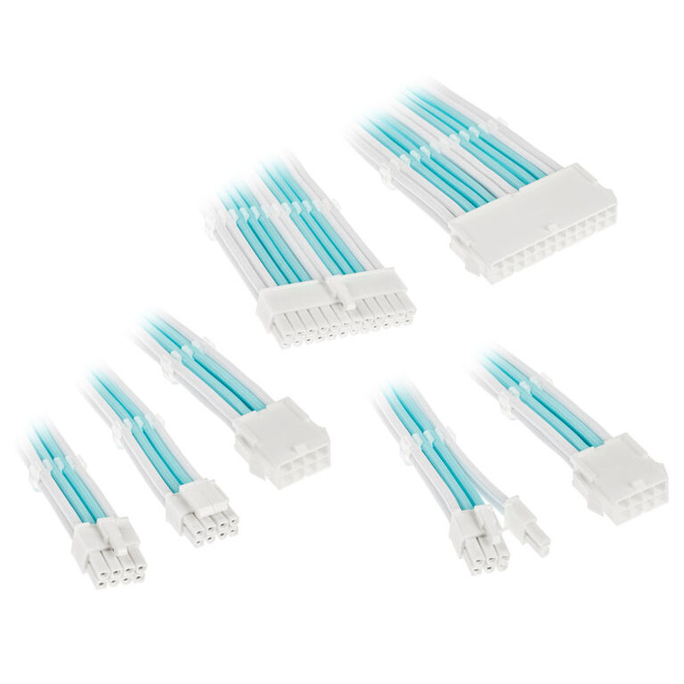 Kolink Core Adept Braided Cable Extension Kit - Brilliant White/Powder Blue image number 0