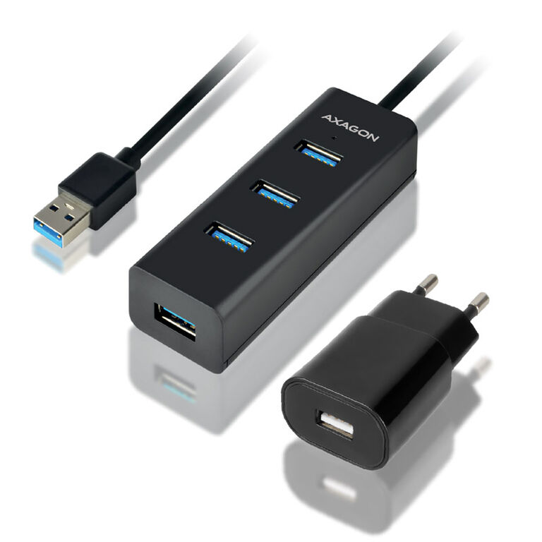 AXAGON HUE-S2BP USB-A-Hub, 4x USB 3.0, external power supply - 1.2 m, power adapter image number 0