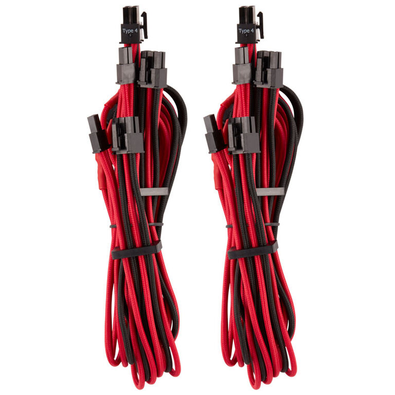 Corsair Premium Sleeved PCIe Dual Cable, Twin Pack (Gen 4) - red/black image number 0