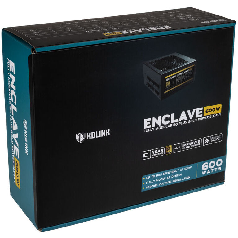 Kolink Enclave 80 PLUS Gold power supply, modular - 600 Watt with cold device cable image number 7
