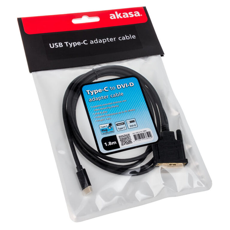 Akasa Type C Adapter Cable to DVI - black image number 2