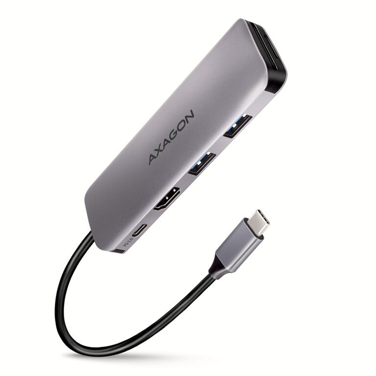 AXAGON HMC-5 USB-C Hub, 2x USB-A, HDMI, 2x USB-C 3.2 Gen 1, 1x SD, 1x microSD, silver image number 0