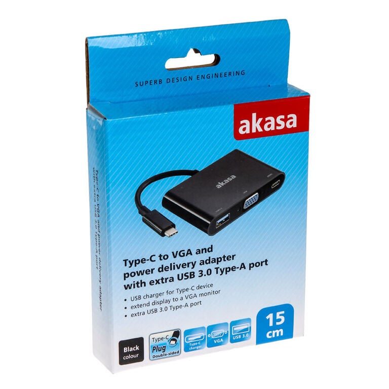 Akasa Type-C to VGA converter with USB 3.0 Type-A port image number 2