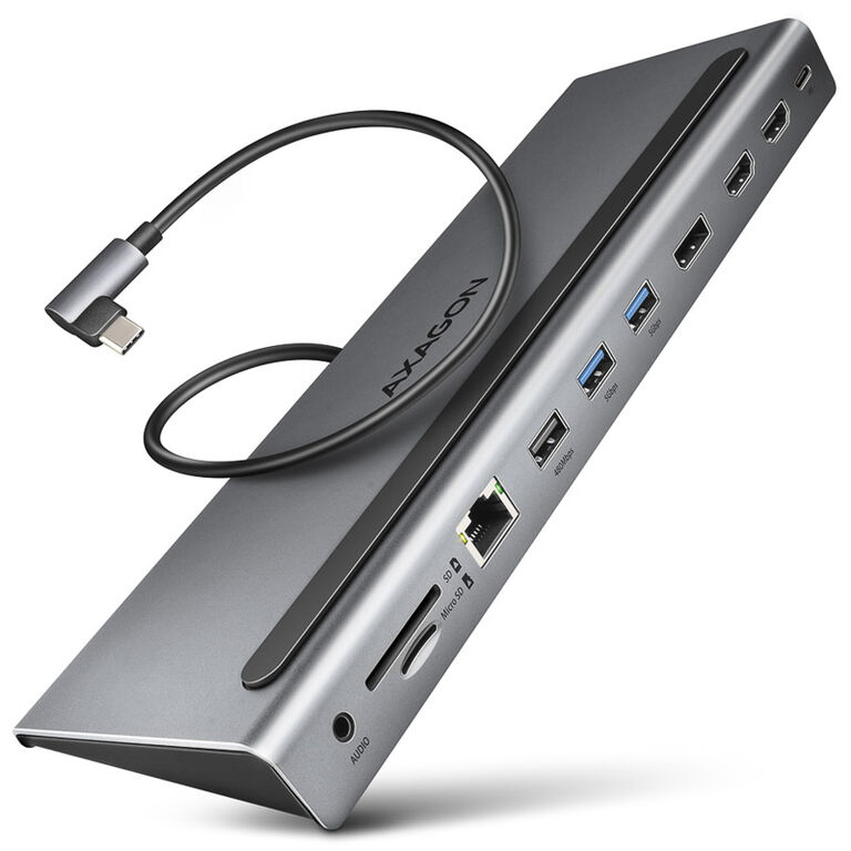 AXAGON HMC-4KX3 USB 3.0 Hub, MiniDP + 2x HDMI, LAN, PD, 3x USB-A, SD card reader, audio image number 0