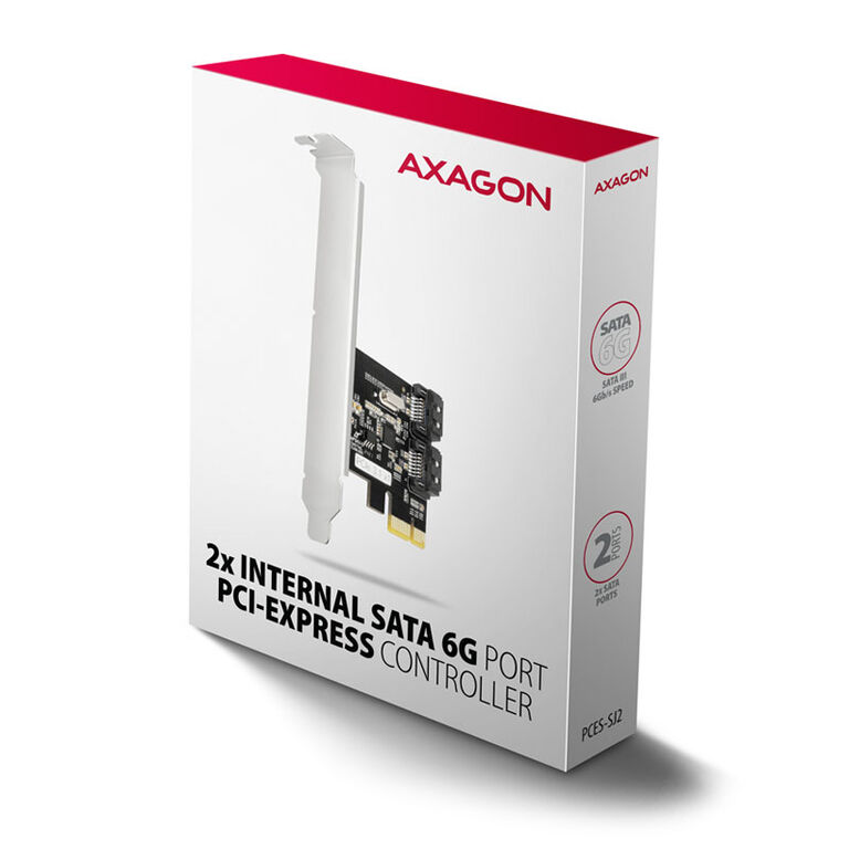 AXAGON PCES-SJ2 PCIe Controller 2x internal SATA 6G port, JMB582 + LP image number 5