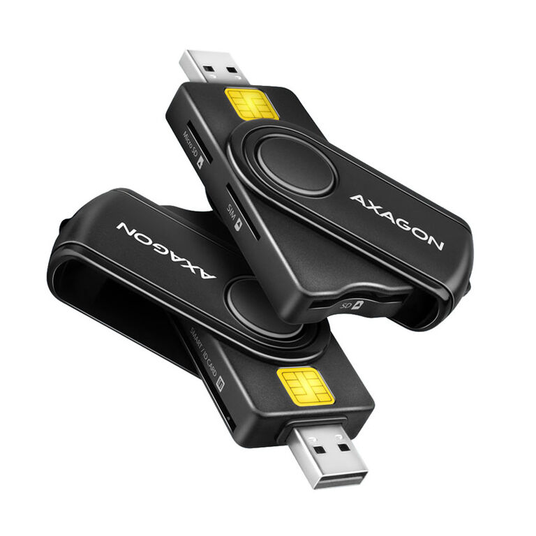 AXAGON CRE-SMP2A USB Smart Card & SD/microSD/SIM Card PocketReader image number 1