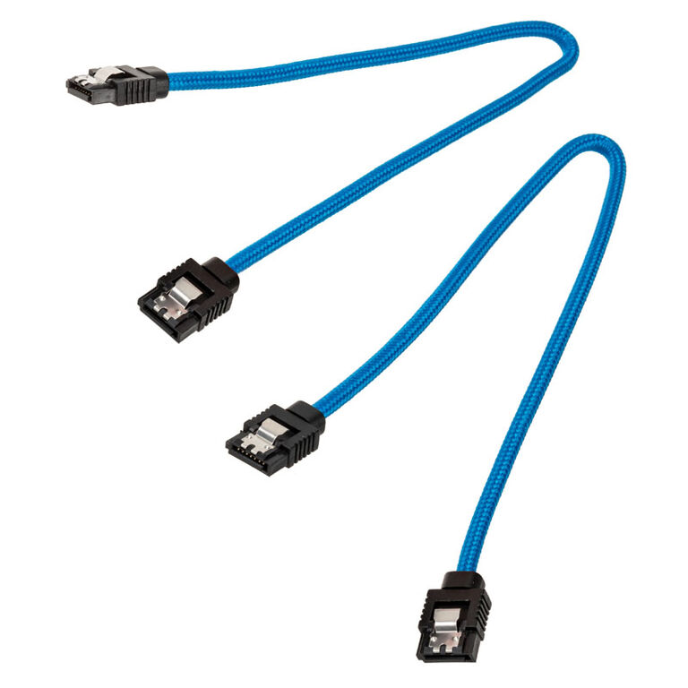 Corsair Premium Sleeved SATA Cable, blue 30cm - 2 pack image number 1