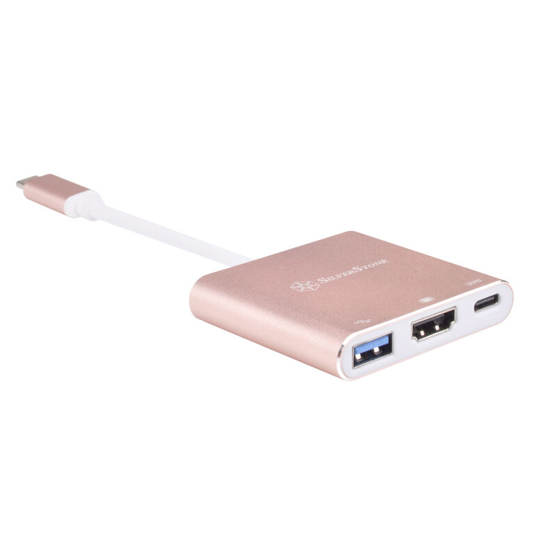 SilverStone SST-EP08P - USB 3.1 Type-C Adapter to HDMI/USB Type C/USB Type A - pink image number 2