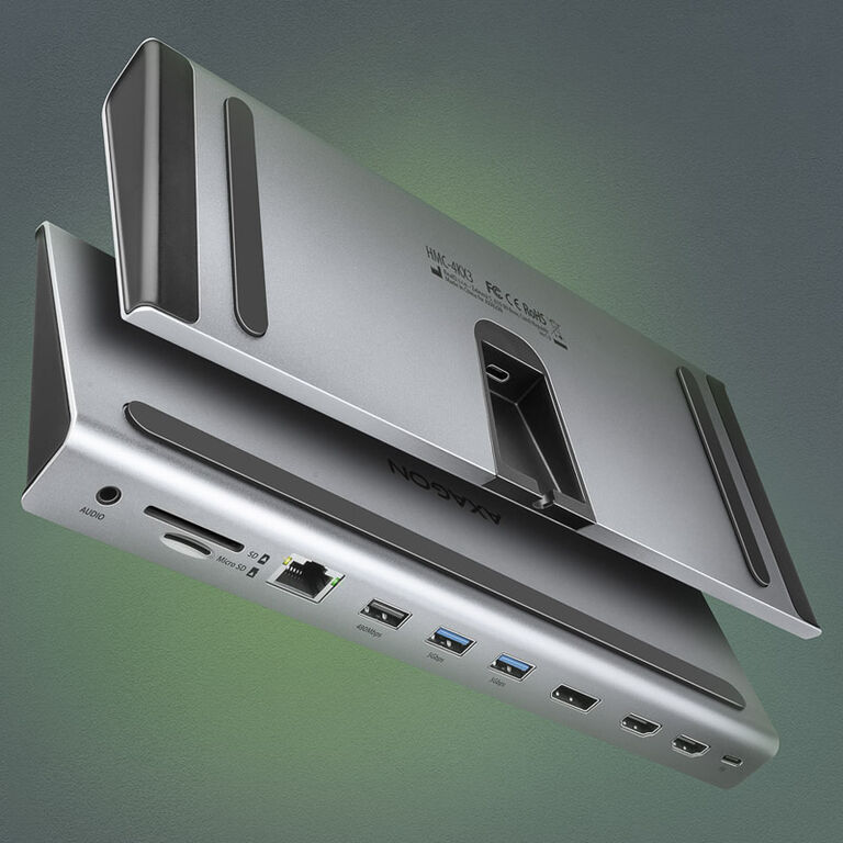 AXAGON HMC-4KX3 USB 3.0 Hub, MiniDP + 2x HDMI, LAN, PD, 3x USB-A, SD card reader, audio image number 1