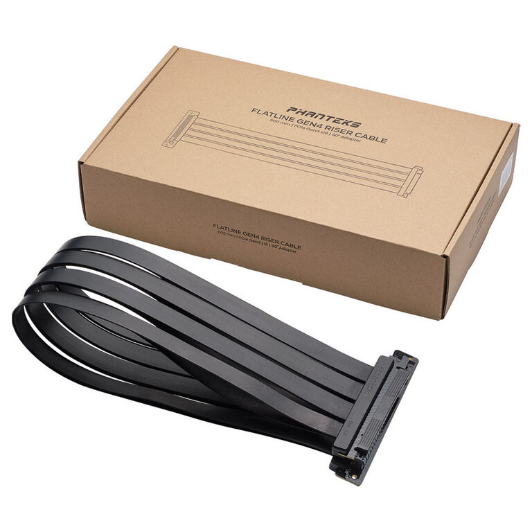 PHANTEKS PCI-E 4.0 x16 riser ribbon cable, 90 degrees, 60 cm - black image number 3